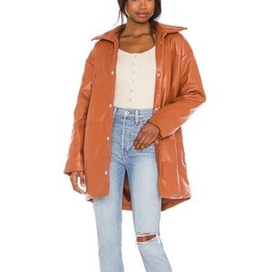 Blanknyc Mid Length Faux Leather Puffer Coat (Small)